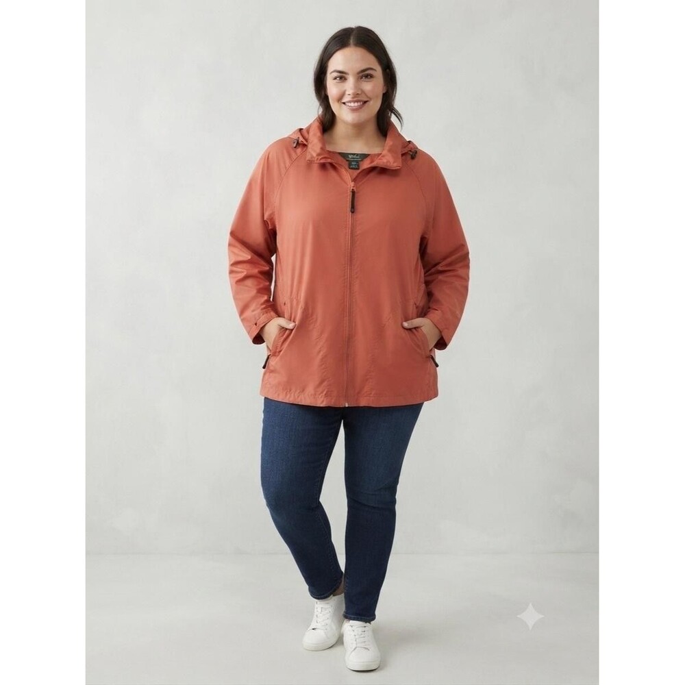Woolrich Jacket‎ Womens 2XL Orange Hooded Packable Spring Hill Pack Windbreaker